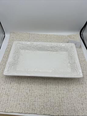 Over and Back Serving Dish Ceramic Rectangle Raised Fruits Made in Italy